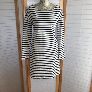 Amour Vert Selma Cotton knit striped dress blue and white cotton, medium